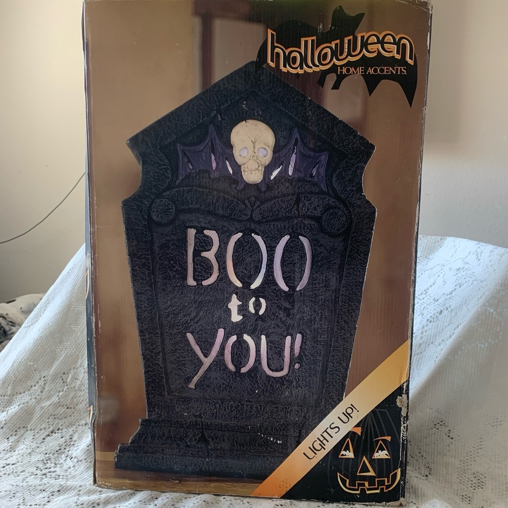 Halloween Home Accents Light-Up Tombstone vintage 22”X14” - Picture 3 of 8
